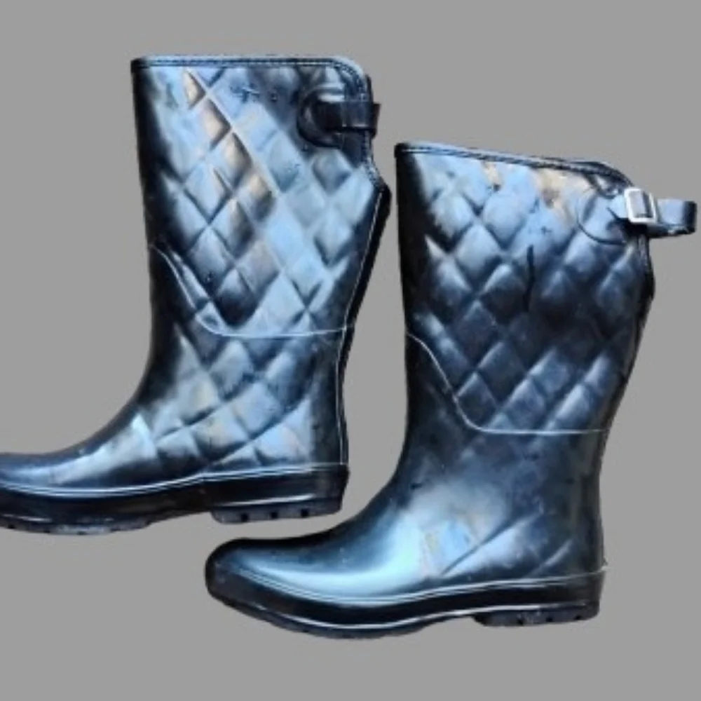 Weather Spirits Quilted Rain Boots | Size 8 | Black | New Cond. Wore Once